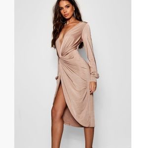Tall Olivia Wrap Front Slinky Midi Dress